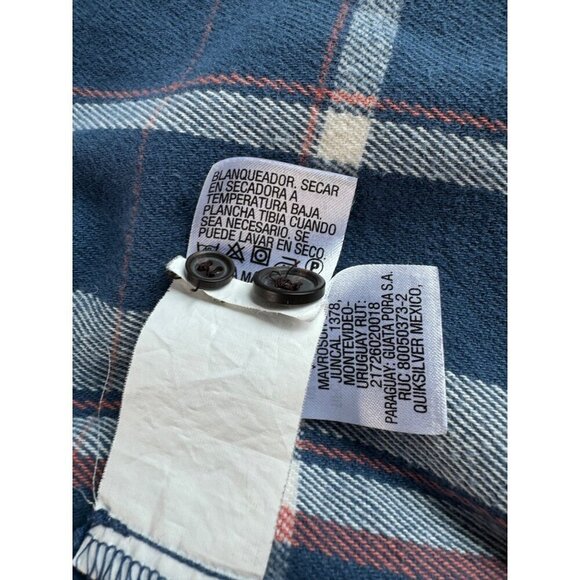 Quicksilver Waterman Collection Flannel Long Sleeve Shirt Tailored Fit SZ XL - Picture 11 of 12